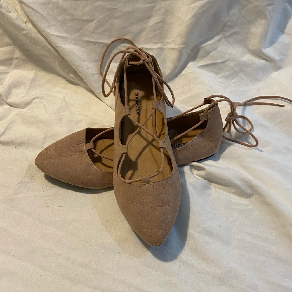 Pink/taupe lace flats